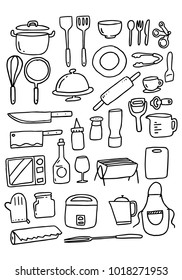 doodle Kitchenware set, vector