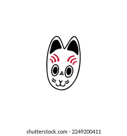 doodle kitsune mask illustration vector