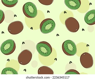 Doodle Kiwi seamless pattern (background, wallpapers, fabric)