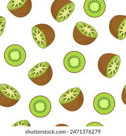 Doodle kiwi patrón sin fisuras. Fondo de fruta tropical en estilo de dibujos animados. Ideal para tela, envoltura y embalaje de alimentos. Ilustración vectorial