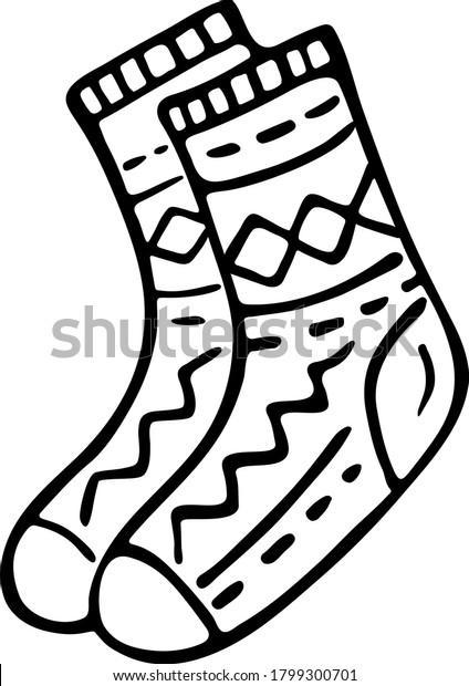 Doodle Knitted Socks Scandinavian Patterns Cozy Stock Vector (Royalty ...