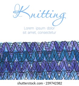 Doodle knitting vector watercolor background