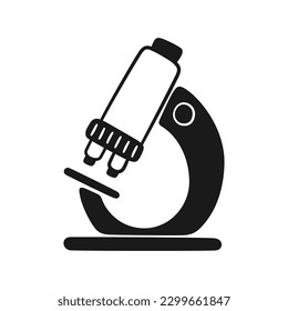 Doodle lab microscope. Chemical and biological laboratory equipment. Modern lab microscope for study and experimentation. Hand drawn vector illustration.