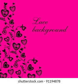 Doodle lace heart brunches background