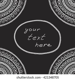 doodle lace ornament card, hand drawn vector illustration