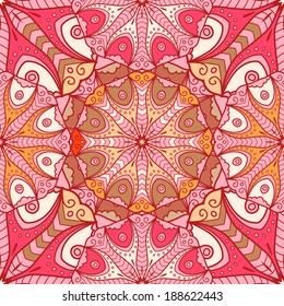 Doodle lace seamless background with circle ornament