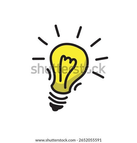 doodle lamp icon isolated on white background. lamp icon doodle. Vector illustration.