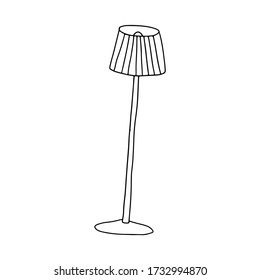Doodle lamp. Outline floor light. Vector illustration for cards, print, pattern, t shirt, poster, textile