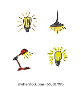 doodle lamp vector