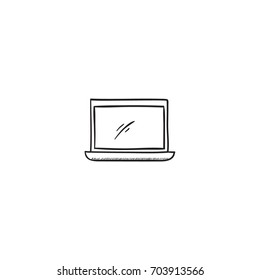 doodle laptop. computer hand draw. Laptop icon
