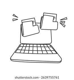 doodle laptop with folder icon