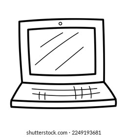 Doodle laptop vector isolated on white background