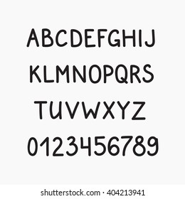 Doodle latin alphabet, vector simple hand drawn letters sans serif marker font. Decorative font for books, posters, postcard, web hand drawn vintage style typography.