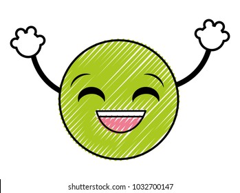 doodle laugh emoji face expression with arms