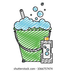doodle laundry bursh inside pail and detergent bottle