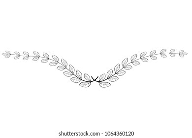 doodle laurel wreath vector icon, for your title border, isolated on white