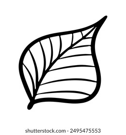 Ilustración de hoja de garabato. Hojas dibujadas a mano. Elementos minimalistas negros simples para el diseño