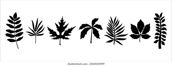 Doodle leaf set icons isolated. Stencil leaves. Vector stock illustration. EPS 10