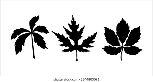 Doodle leaf set icons isolated. Stencil leaves. Vector stock illustration. EPS 10