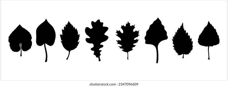 Doodle leaf set icons isolated. Stencil leaves. Vector stock illustration. EPS 10