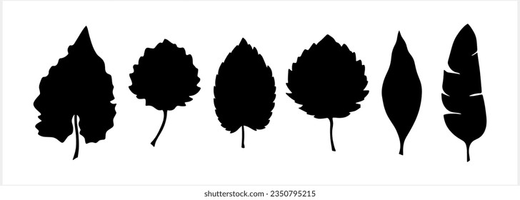 Doodle leaf set icons isolated. Stencil leaves. Vector stock illustration. EPS 10