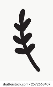 Doodle leaf silhouette vector illustration, Black and white leaf silhouette collage element vector, Doodle hand drawn leaf silhouette vector element.