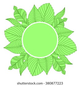 Doodle leaf. Template for banner, card. 