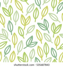 Doodle leafs seamless pattern. Vector hand drawn illustration