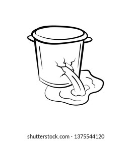 Doodle Leaking Bucket Icon Outline