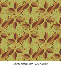 Doodle leaves and branches, herbs and leaves. Hand drawn. Vector illustration. Beautiful fabric pattern.