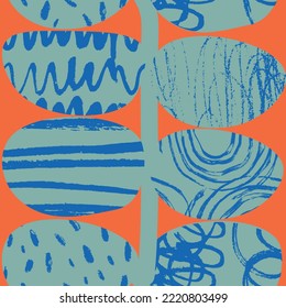 Doodle Leaves Plant Vertical Vector Seamless Pattern