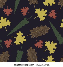 doodle leaves seamless pattern
