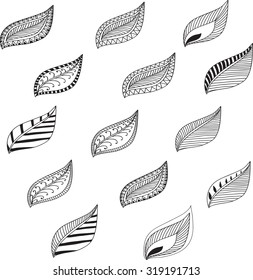 doodle leaves set