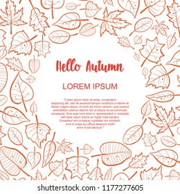 doodle leaves vector, greeting card or poster autumn season