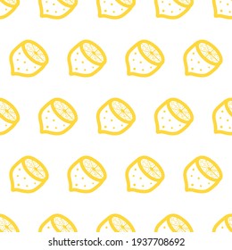 
Doodle lemon fruits vector seamless pattern background for cooking and food design.