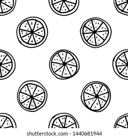 Doodle lemon slices seamless pattern. Simple vector illustration background. For print, textile, web, home decor, fashion, surface, graphic design