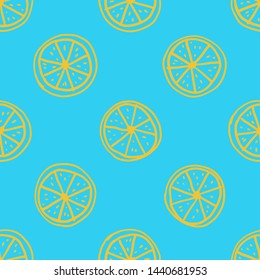 Doodle lemon slices seamless pattern. Simple vector illustration background. For print, textile, web, home decor, fashion, surface, graphic design