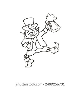Doodle leprechaun icon. Illustrations of a funny dancing leprechaun isolated on a white background. Vector 10 EPS.
