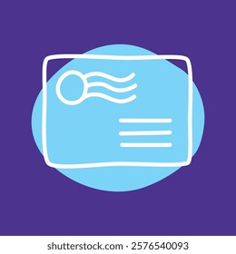 Doodle letter envelope icon hand drawn with thin line and a colorful blob