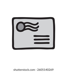 Doodle letter envelope icon hand drawn with black line in freehand style