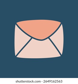 Doodle letter envelope icon hand drawn in a modern minimalistic style and colored on dark background. Vector illustration