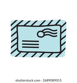 Doodle letter envelope icon hand drawn in a modern minimalistic style