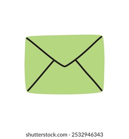 Icono o logotipo del sobre de la letra del garabato, dibujado a mano con la línea negra fina