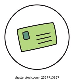 Doodle letter envelope icon or logo, hand drawn with thin black line