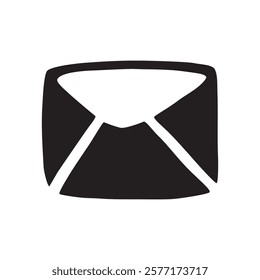 Doodle letter envelope icon or logo, hand drawn with black line
