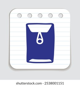 Letra Doodle, mão de envelope de cadeia de caracteres de botão aberto desenhada com linha preta fina