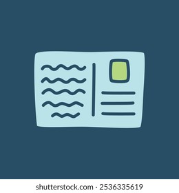 Icono o logotipo de la postal de la letra de Doodle, dibujado a mano con la línea negra fina