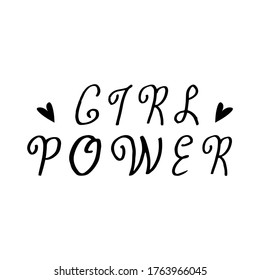 Doodle lettering Girl Power. hand drawn of a lettering Girl Power isolated on a white background. Vector illustration sticker, icon, design element