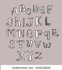 Doodle Letters Cute Alphabet Lettering Handwritten Stock Vector ...