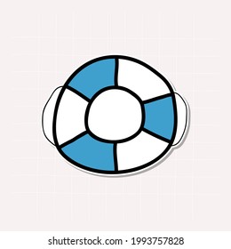 Doodle Lifebuoy. salvavidas dibujadas a mano, pegatina de ilustración del vector, icono, elemento de diseño